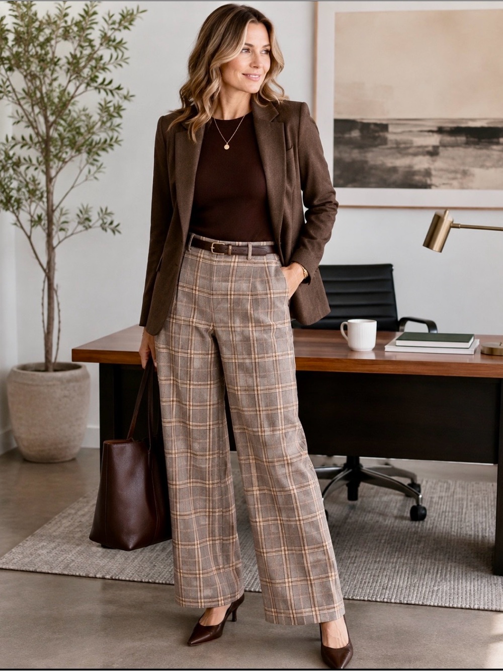 Banana Republic Brown Plaid Trouser